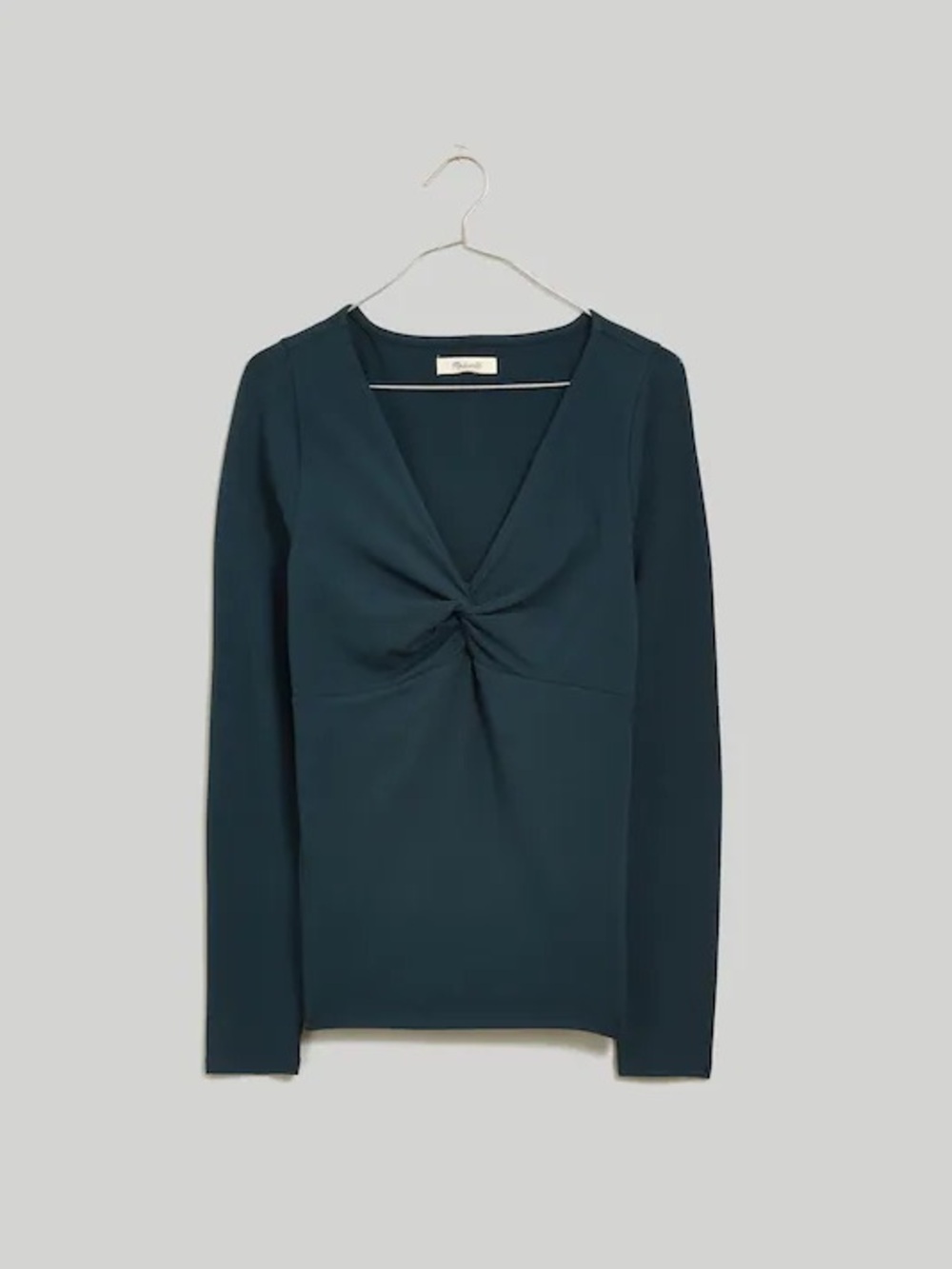 Madewell Twist-Knot V-Neck Long Sleeve Top - Teal